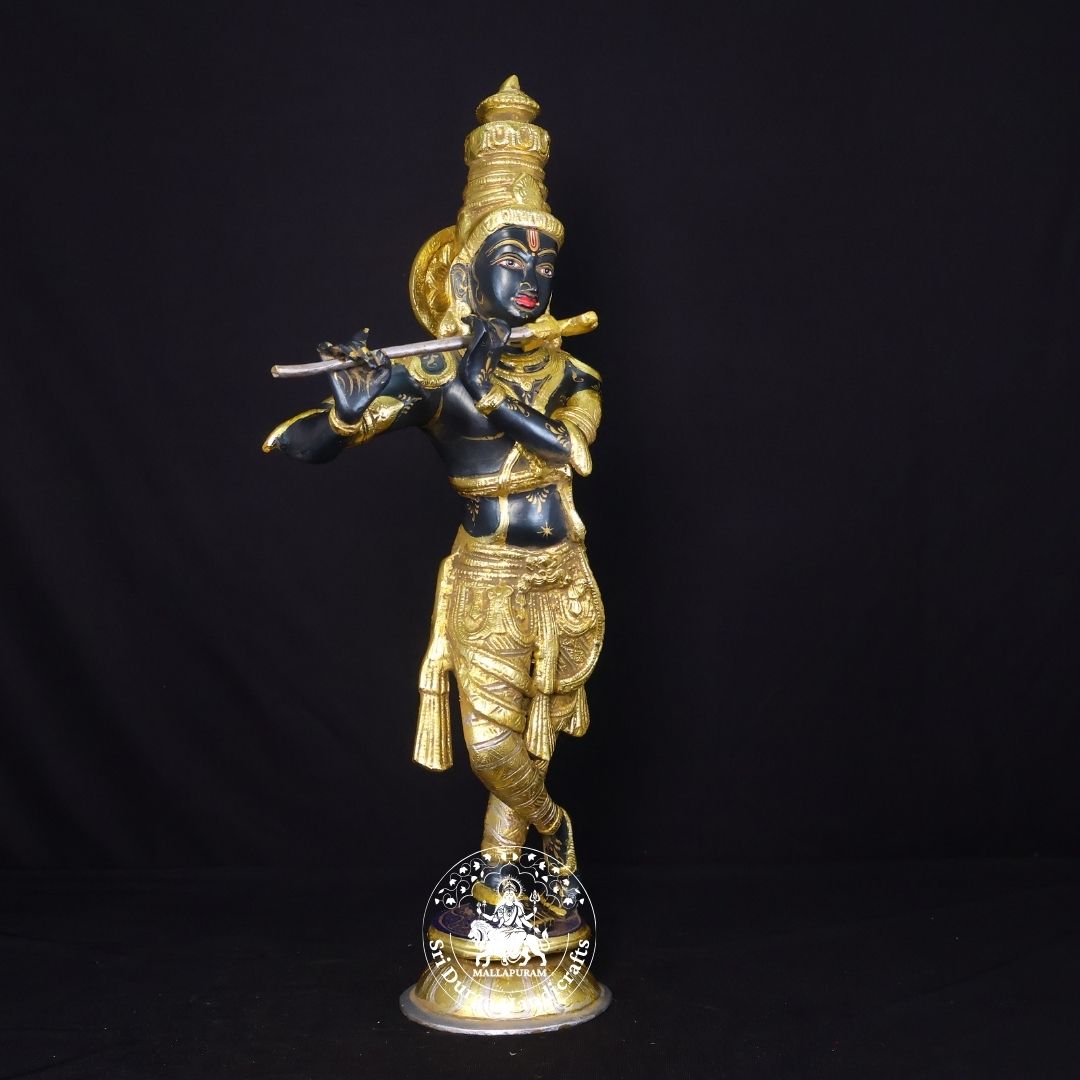 23" Inch Brass Colour Krishnar Idol
