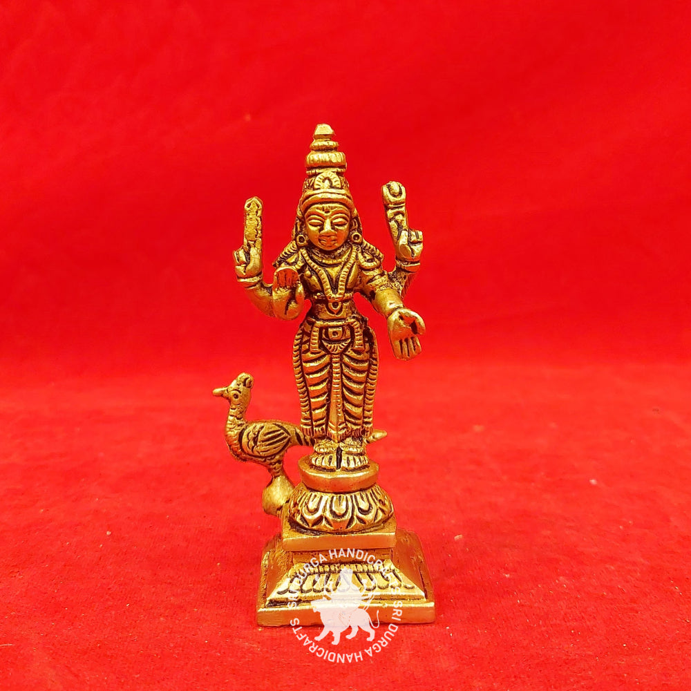 Lord Murugan 5" inch Miniature Brass Idol