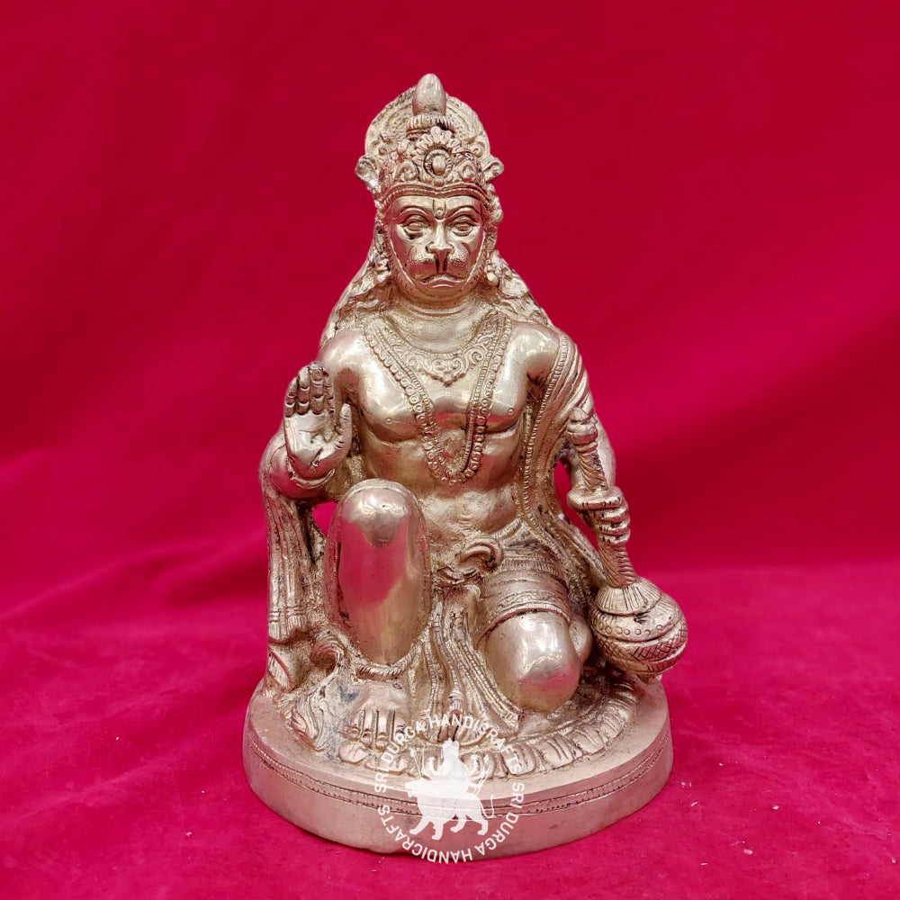Brass Abaya Hanuman 9" inch Idol Sitting Posture