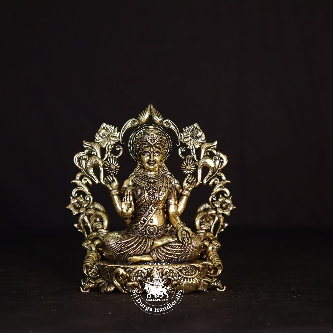 4" Inch Brass Simmasanam Lakshmi Idol