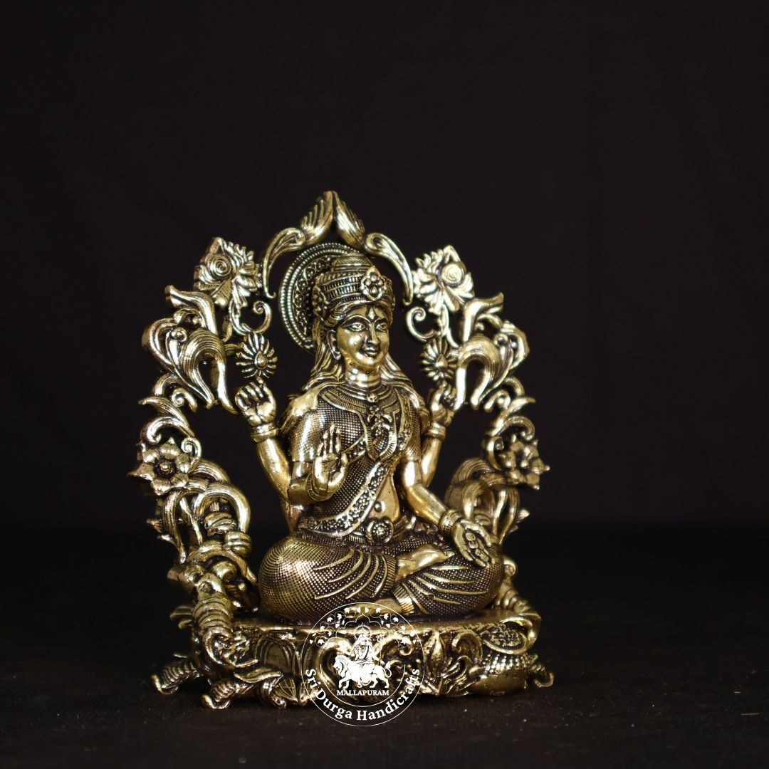 4" Inch Brass Simmasanam Lakshmi Idol