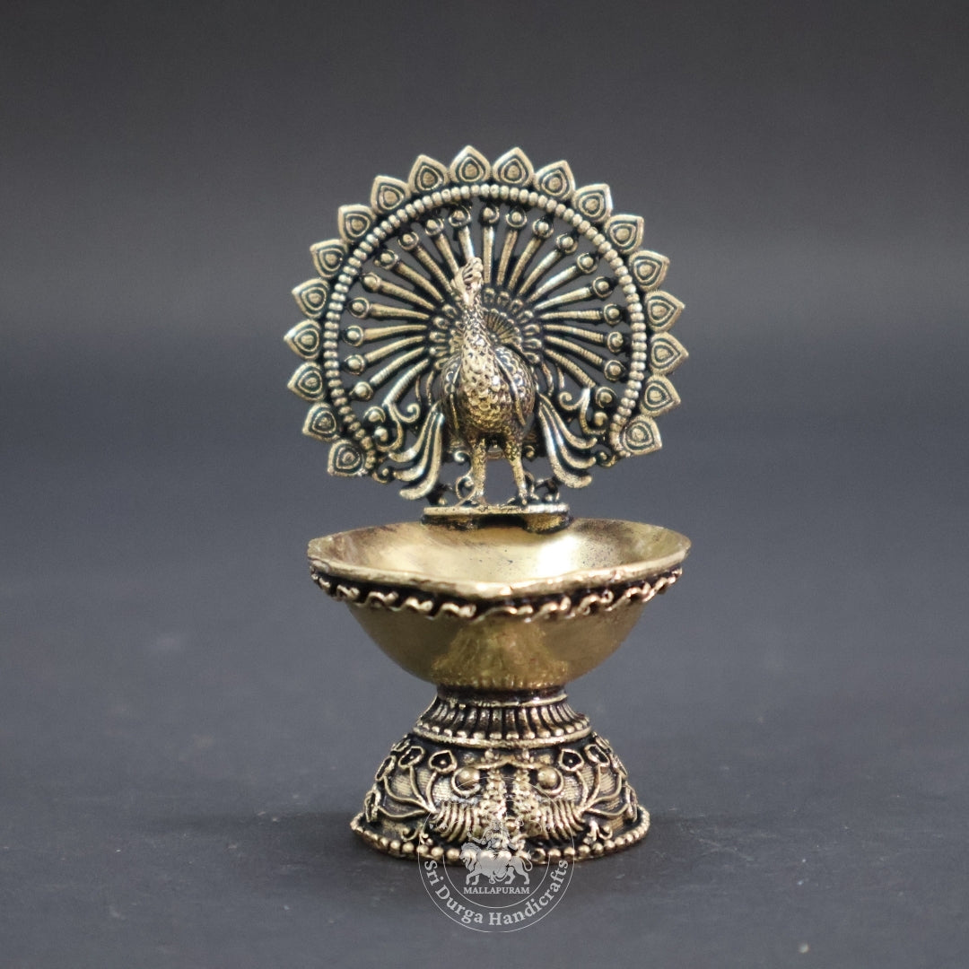 3" Inch Brass Peacock Deep Antique