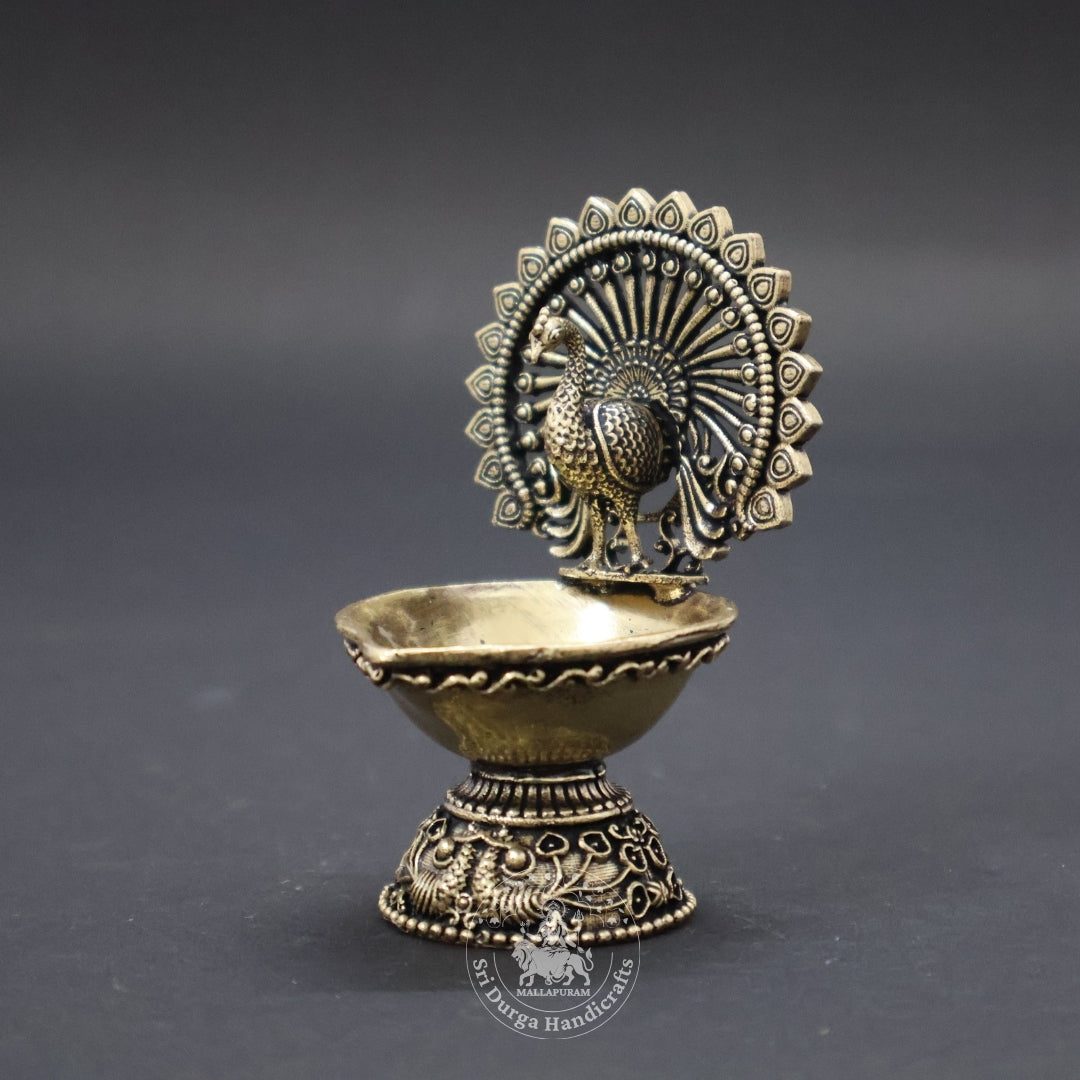 3" Inch Brass Peacock Deep Antique