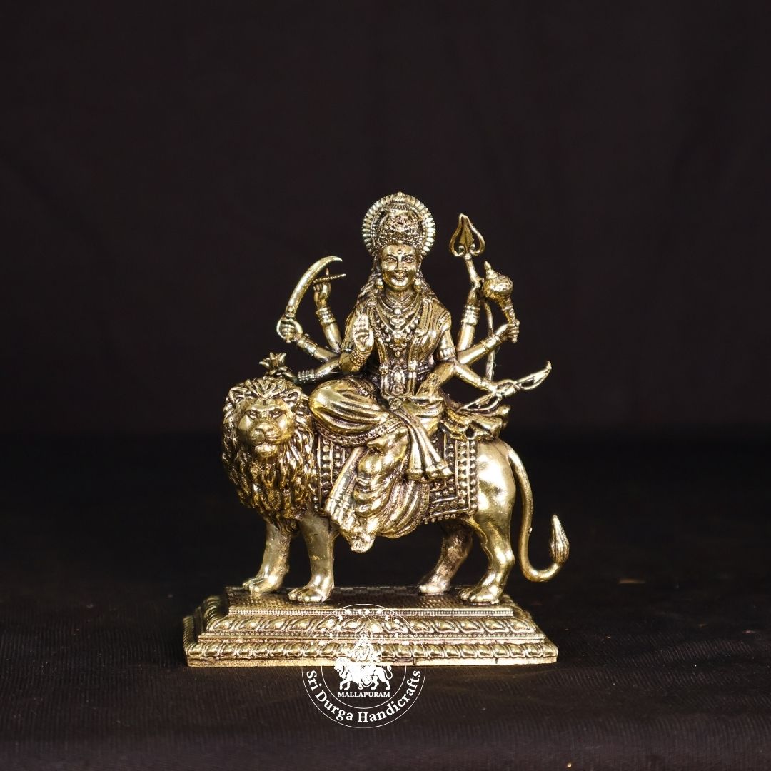 4" Inch Brass Simma Durgai Idol