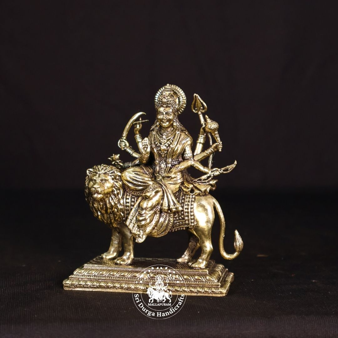 4" Inch Brass Simma Durgai Idol