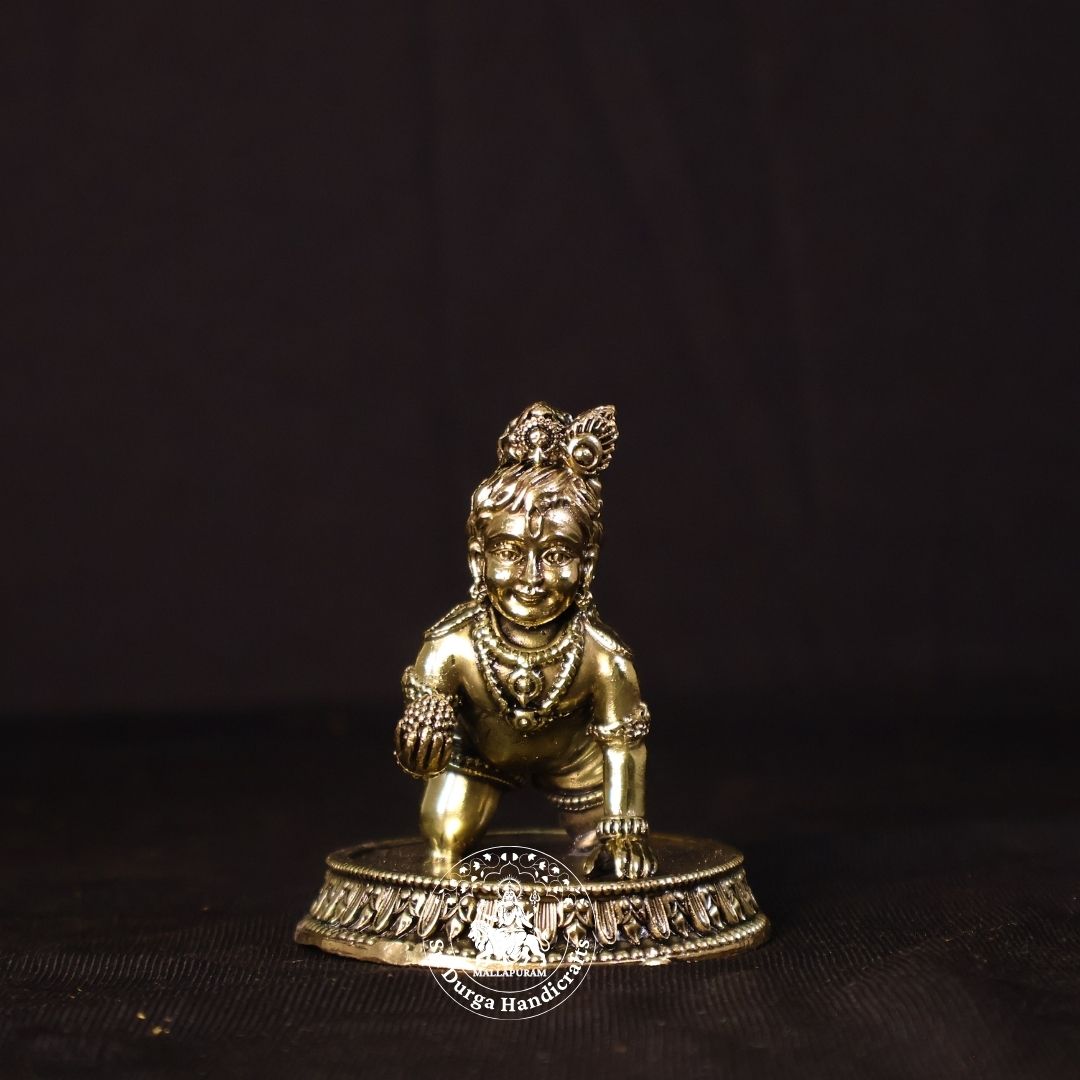 3" Inch Brass New Laddu Krishnar Idol