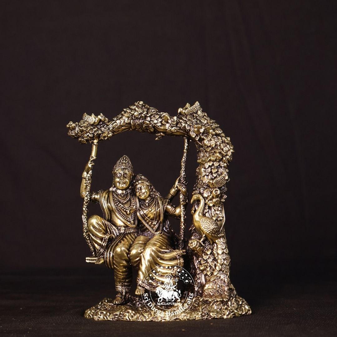 6" Inch Brass Unjal Radha Krishnar