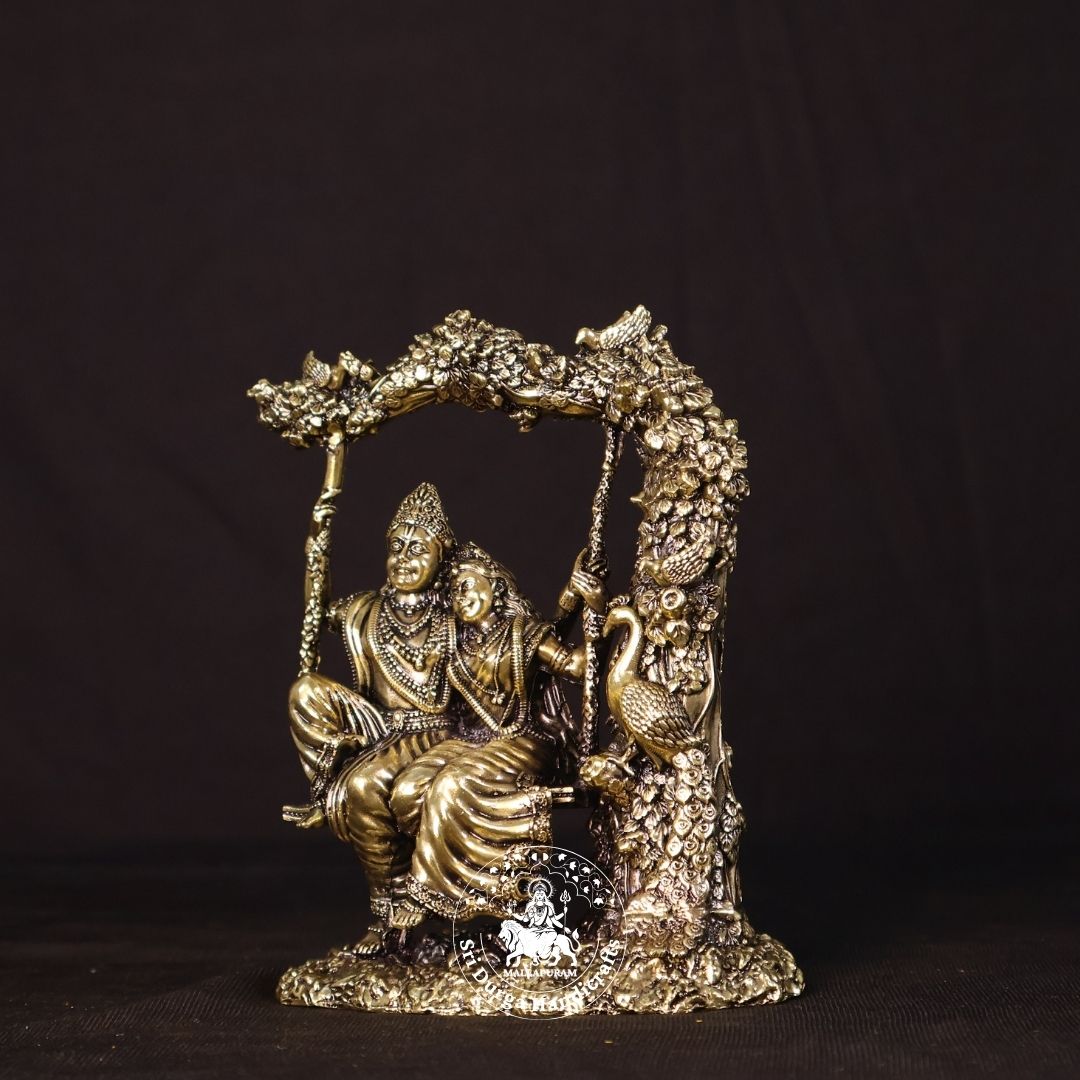 6" Inch Brass Unjal Radha Krishnar