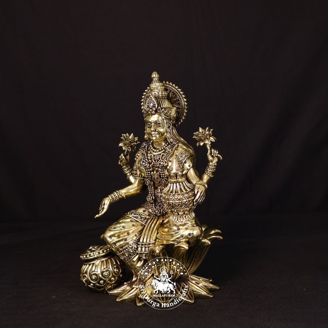 10" Inch Brass Kamal Lakshmi Idol