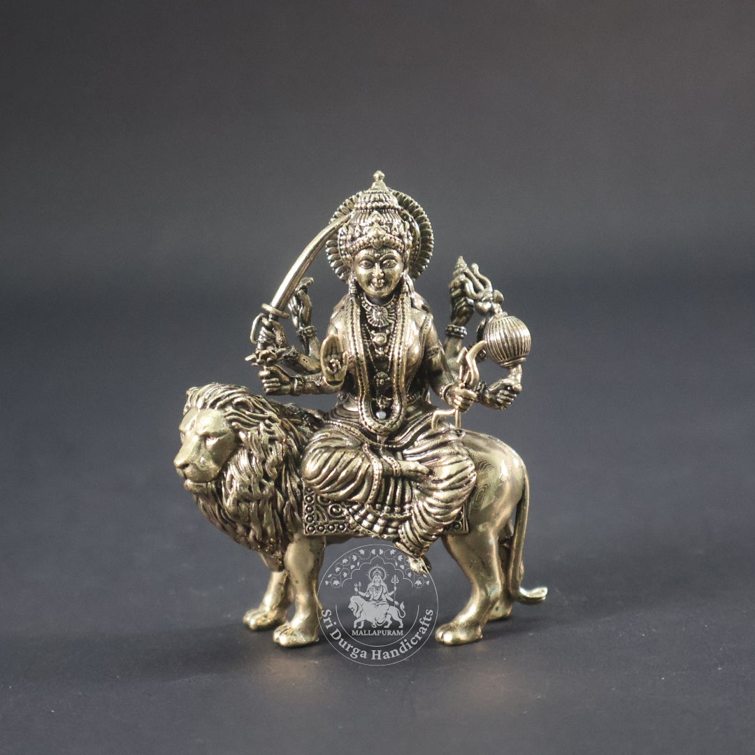 3" Inch Brass Simma Durgai Idol