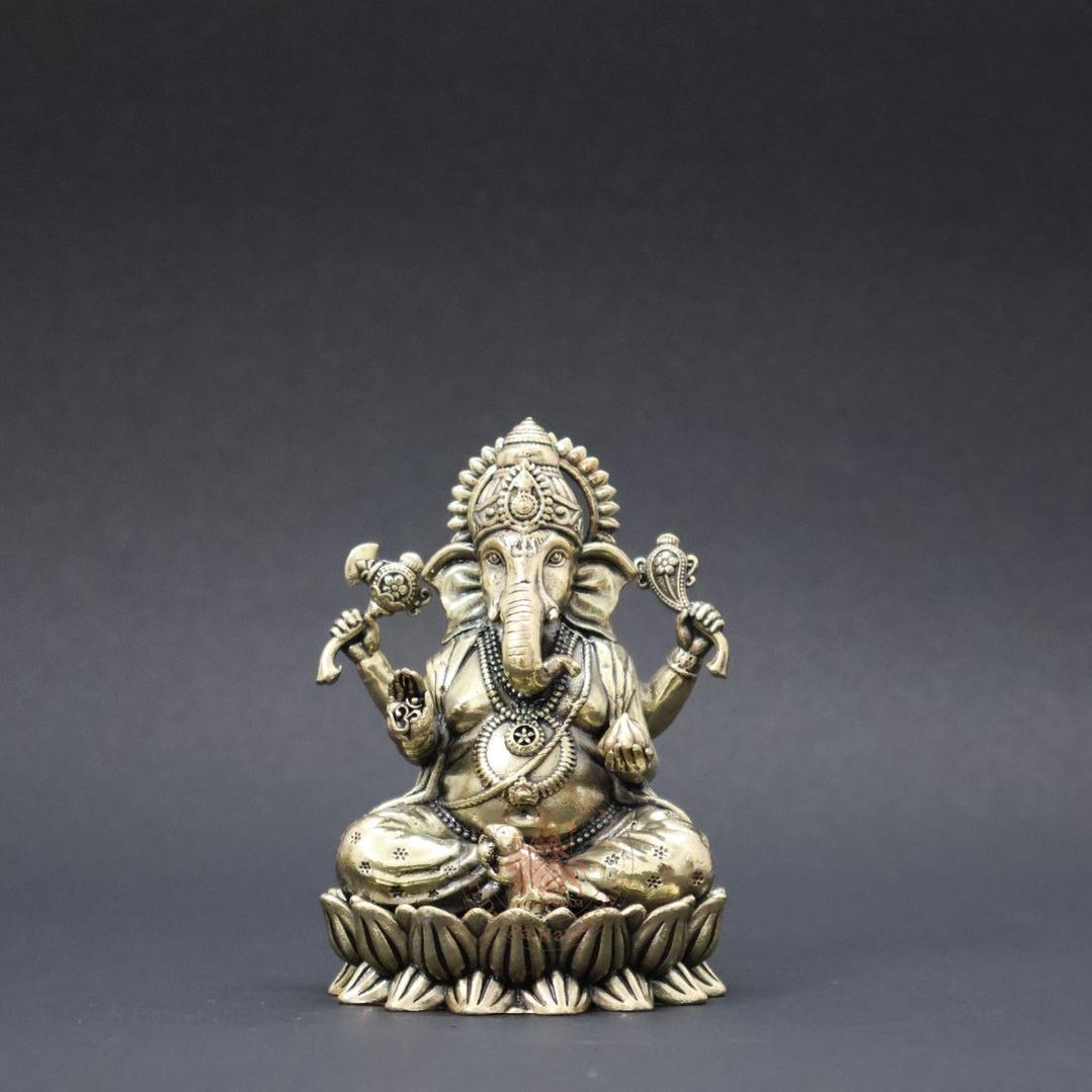 4" Inch Brass Kamal Ganesh