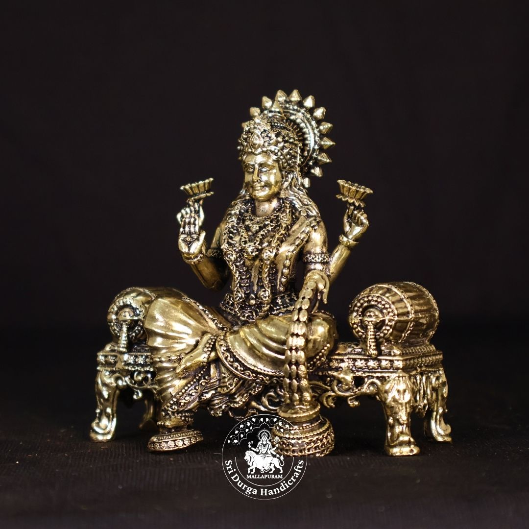 4" Inch Brass Sofa Lakshmi Idol