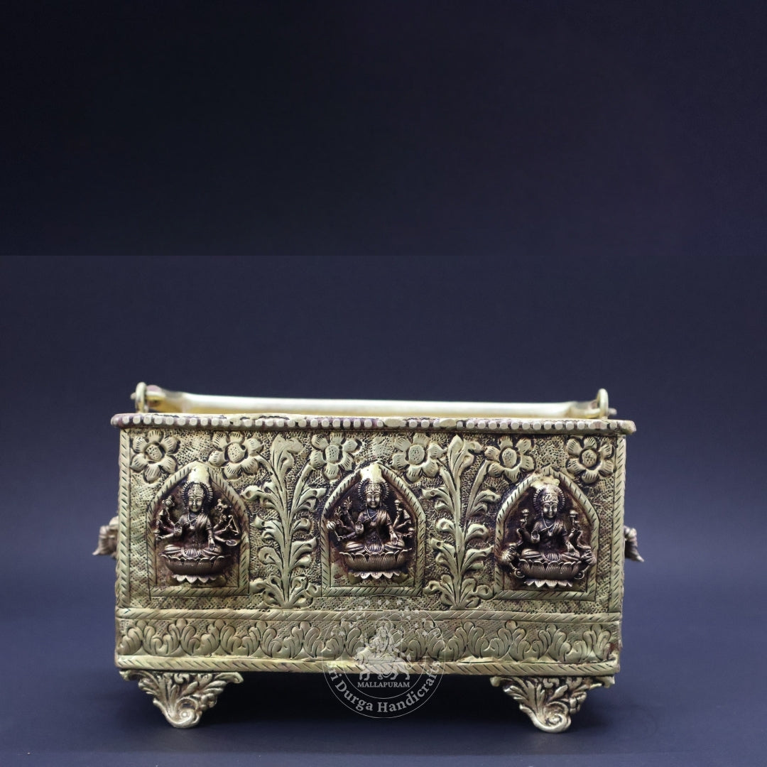 4" Inch Brass Astalakshmi Basket (Rectangle Shape)