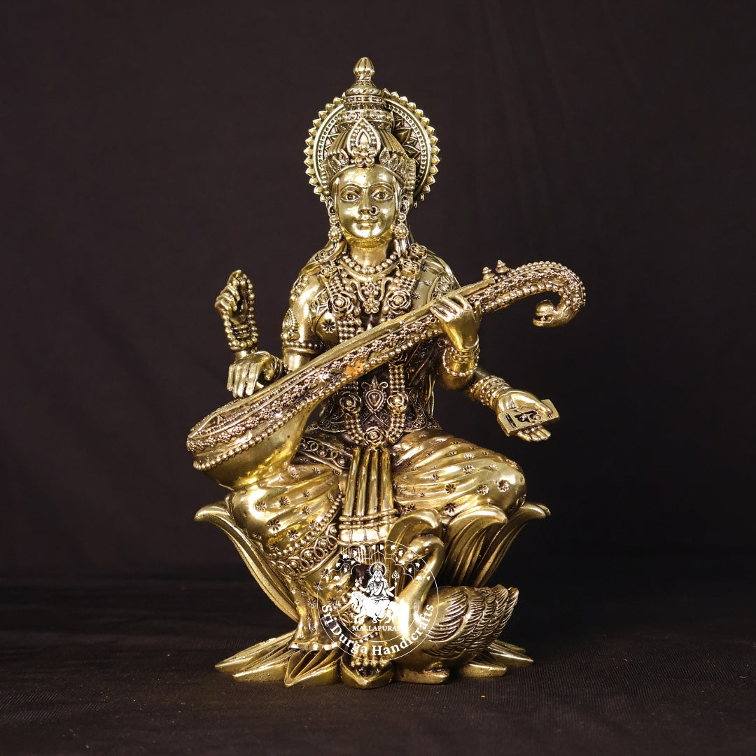 10" Inch Brass Kamal Saraswathi Idol