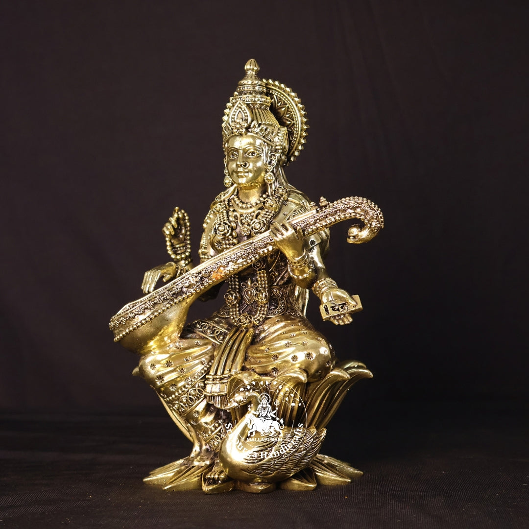 10" Inch Brass Kamal Saraswathi Idol