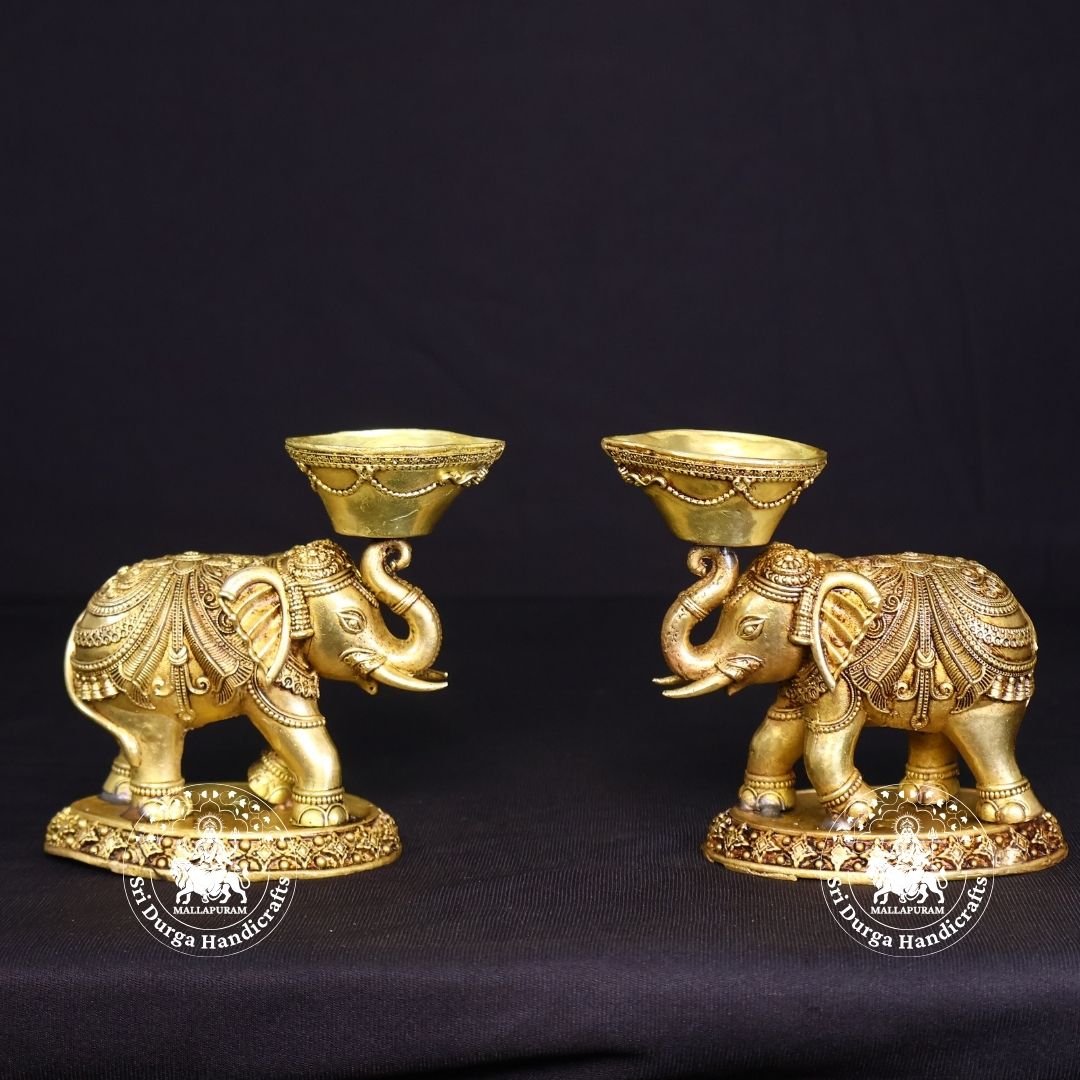 5" Inch Brass Elephant Lamp