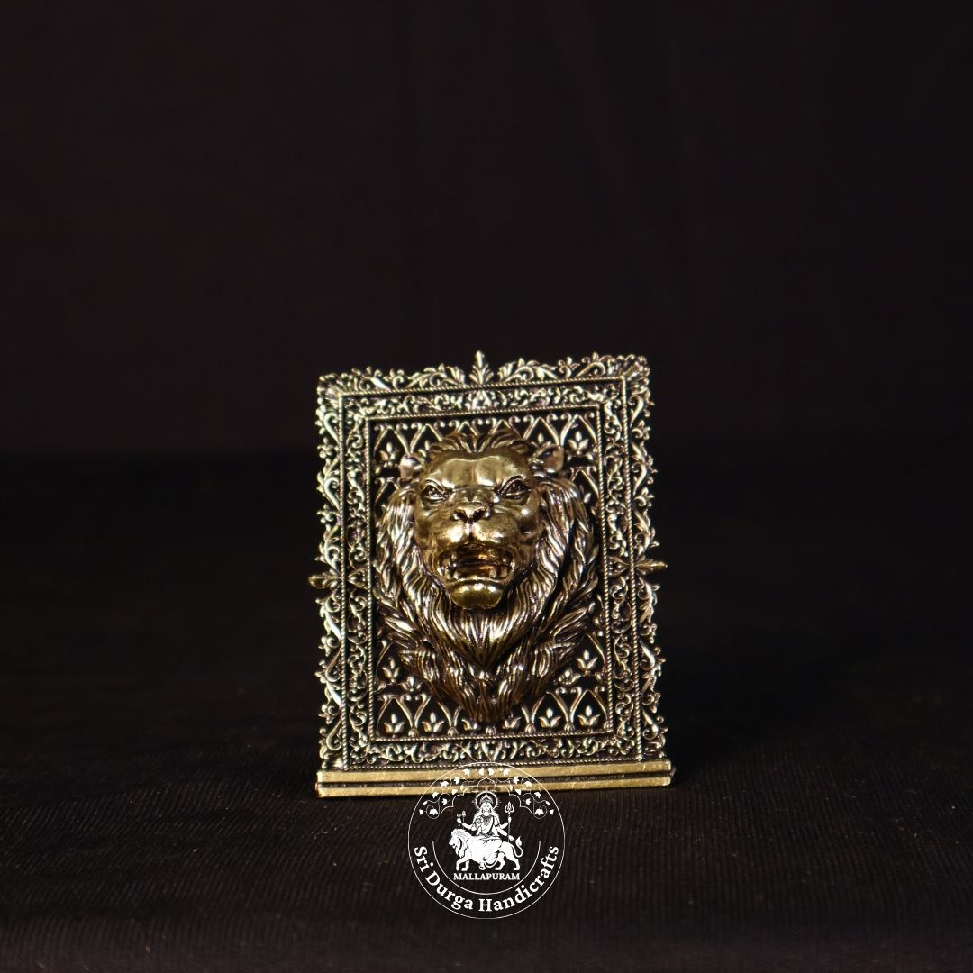 3" Inch Brass Frame Lion Face