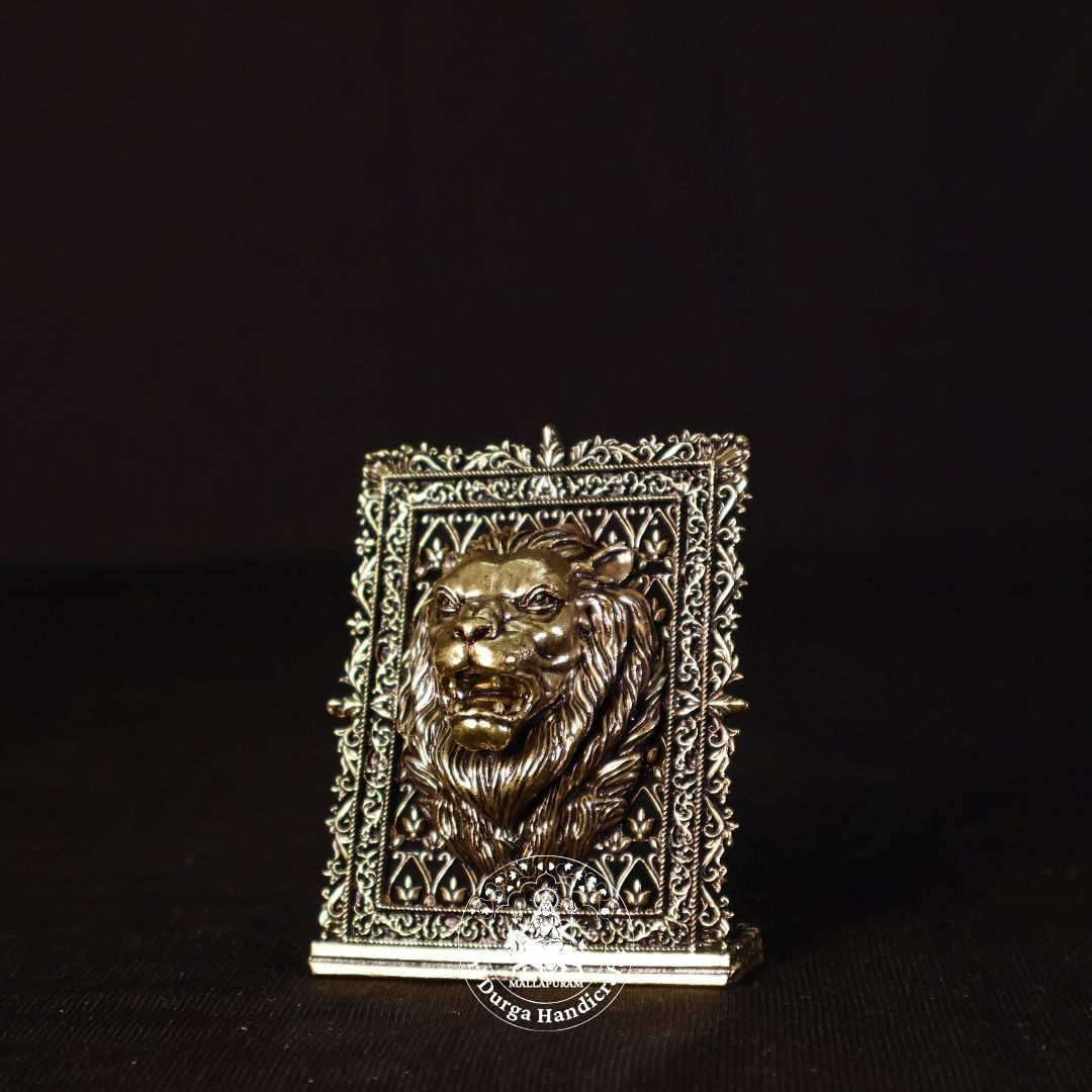3" Inch Brass Frame Lion Face