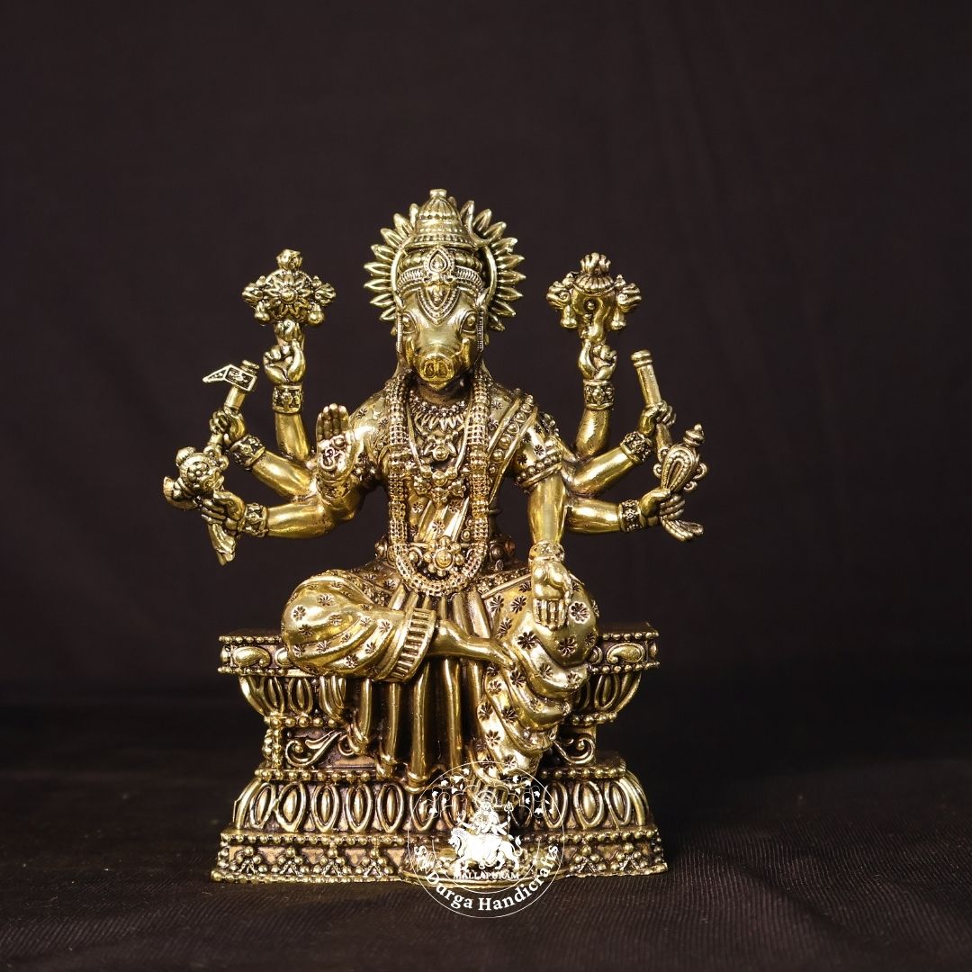 6" Inch Brass Varaghi Sitting Idol