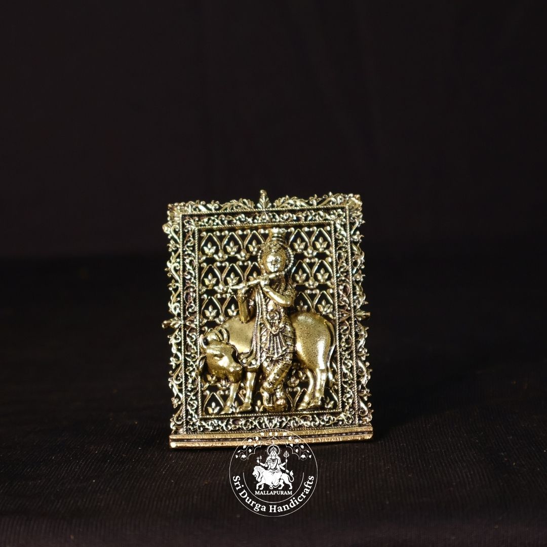 3" Inch Brass Frame Cow Krishnar