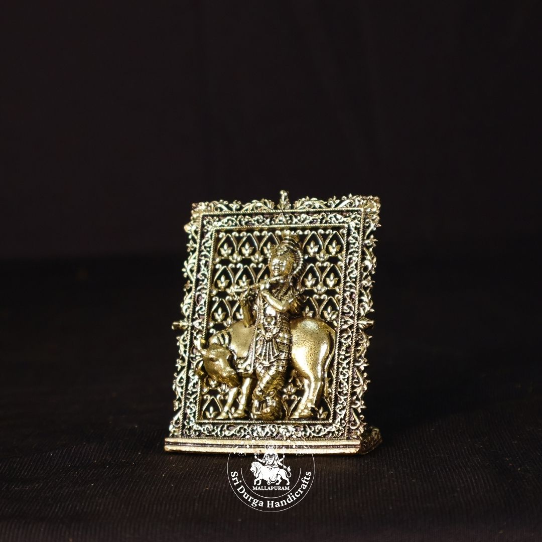 3" Inch Brass Frame Cow Krishnar