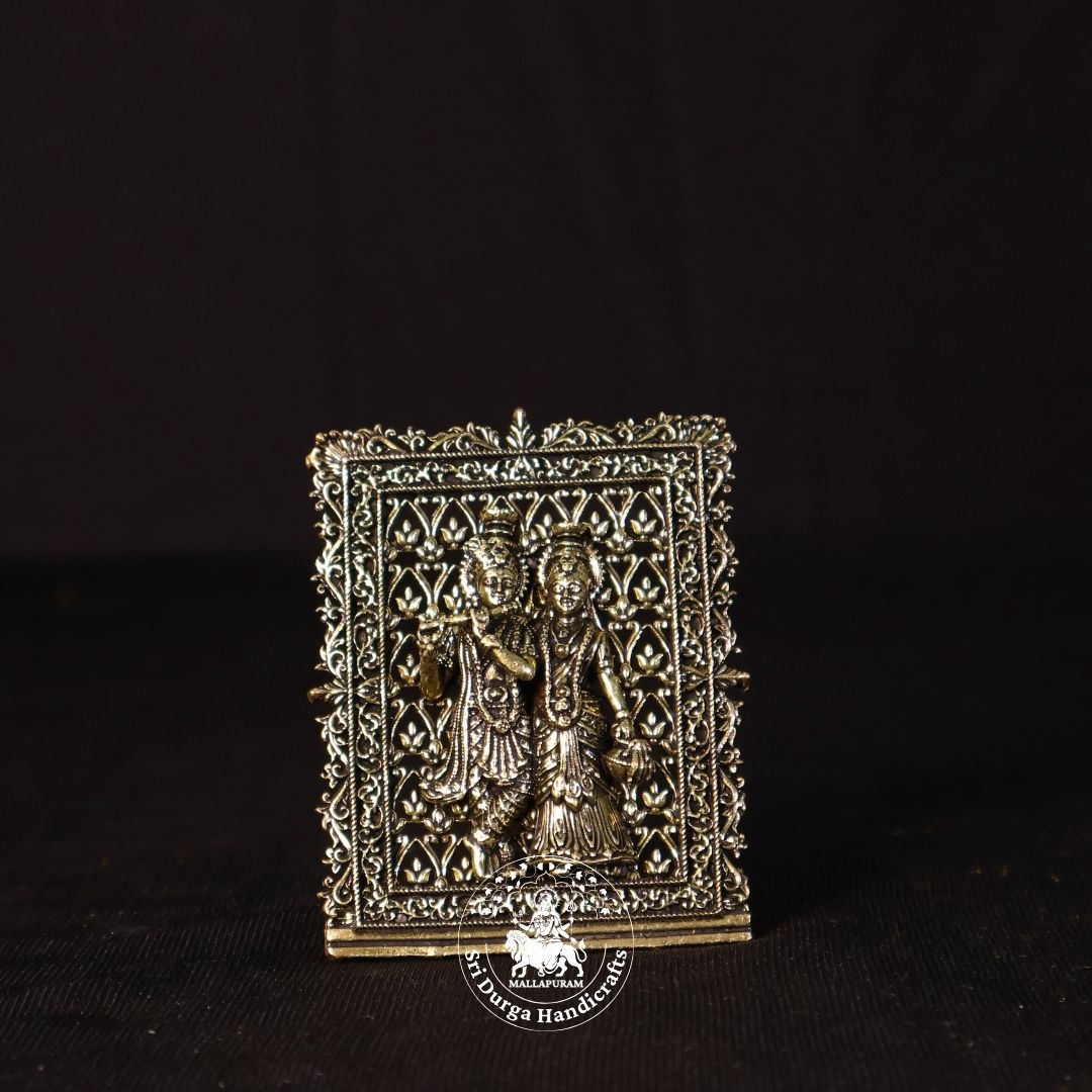 3" Inch Brass Frame Radha Krishnar
