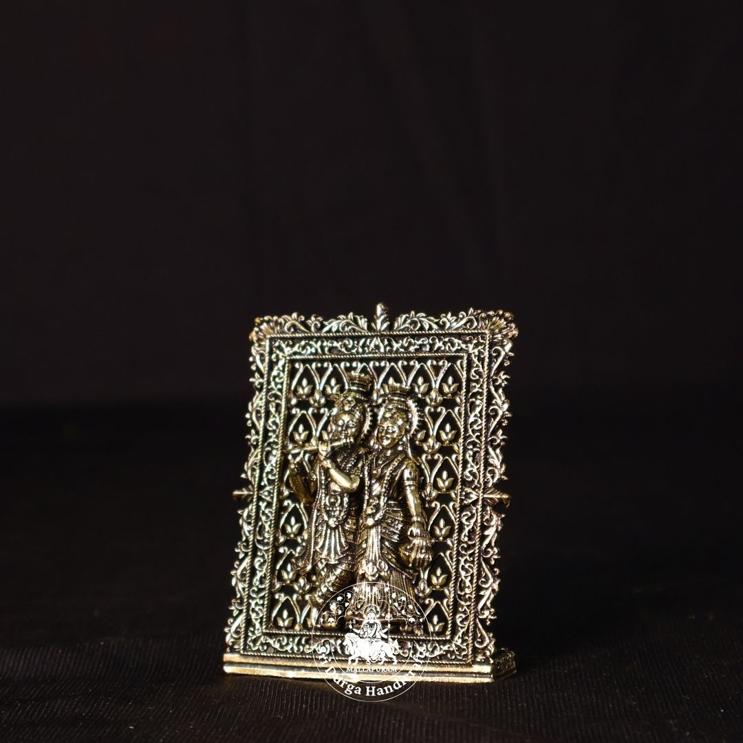 3" Inch Brass Frame Radha Krishnar