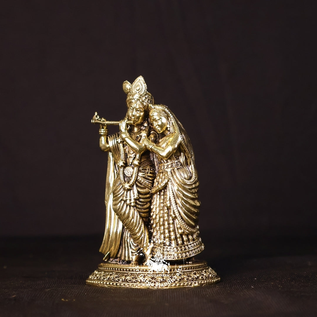 4.5" Inch Brass Joint Radha Krishnar Idol