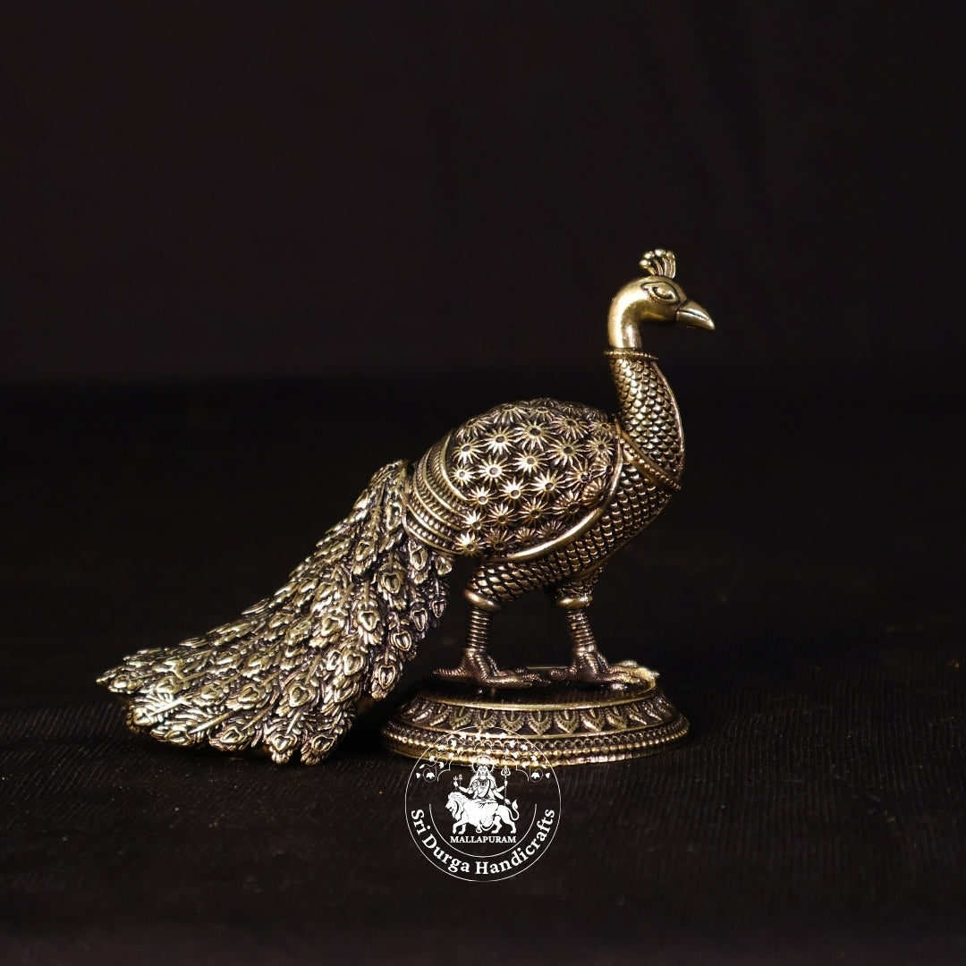 3" Inch Brass Peacock Antique Idol