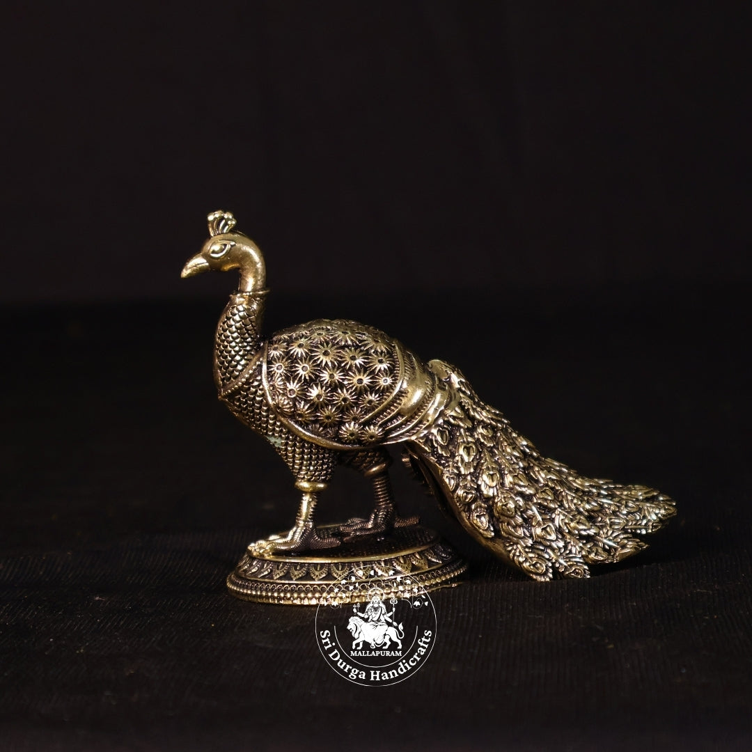 3" Inch Brass Peacock Antique Idol