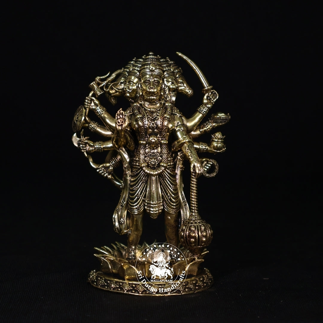 5" Inch Brass Five Face Hanuman Standing Idol