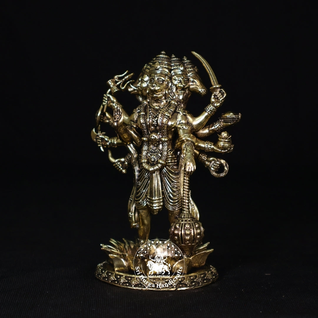 5" Inch Brass Five Face Hanuman Standing Idol