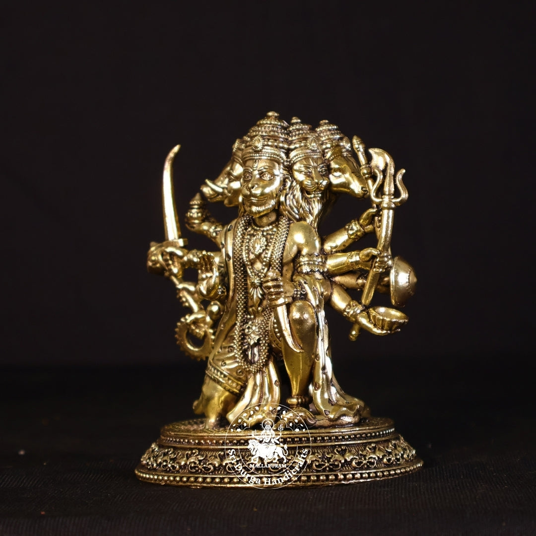 5" Inch Brass Five Face Hanuman Idol