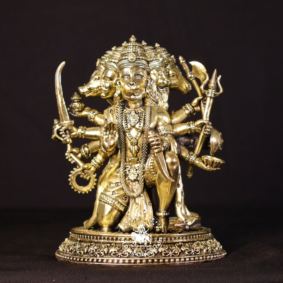 6" Inch Brass Five Face Hanuman Idol