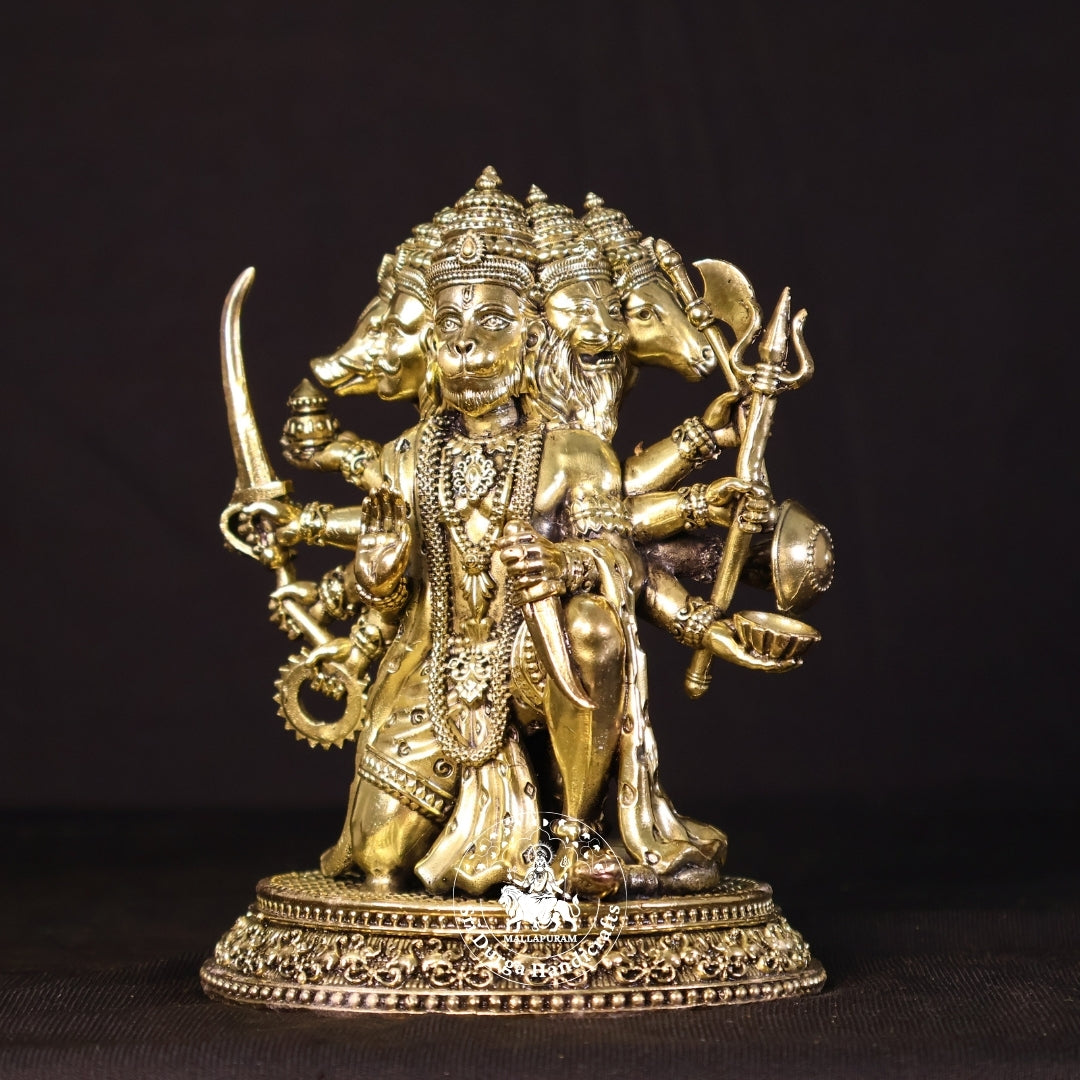 6" Inch Brass Five Face Hanuman Idol