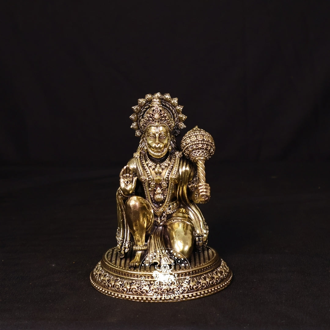 6" Inch Brass Hanuman with Base Idol
