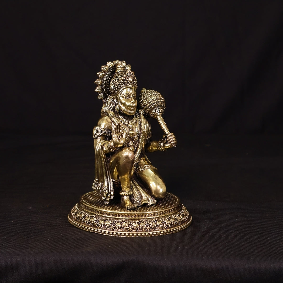 6" Inch Brass Hanuman with Base Idol