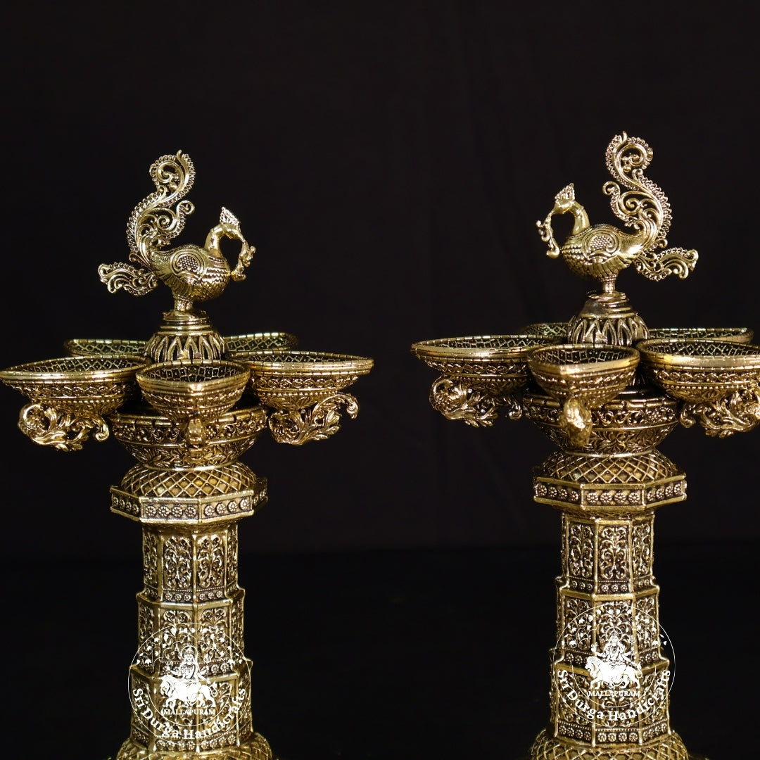 9.5" Inch Brass Astalakshmi Annam Deep