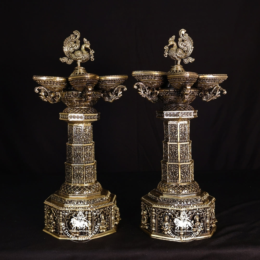 14" Inch Brass Astalakshmi Annam Deep