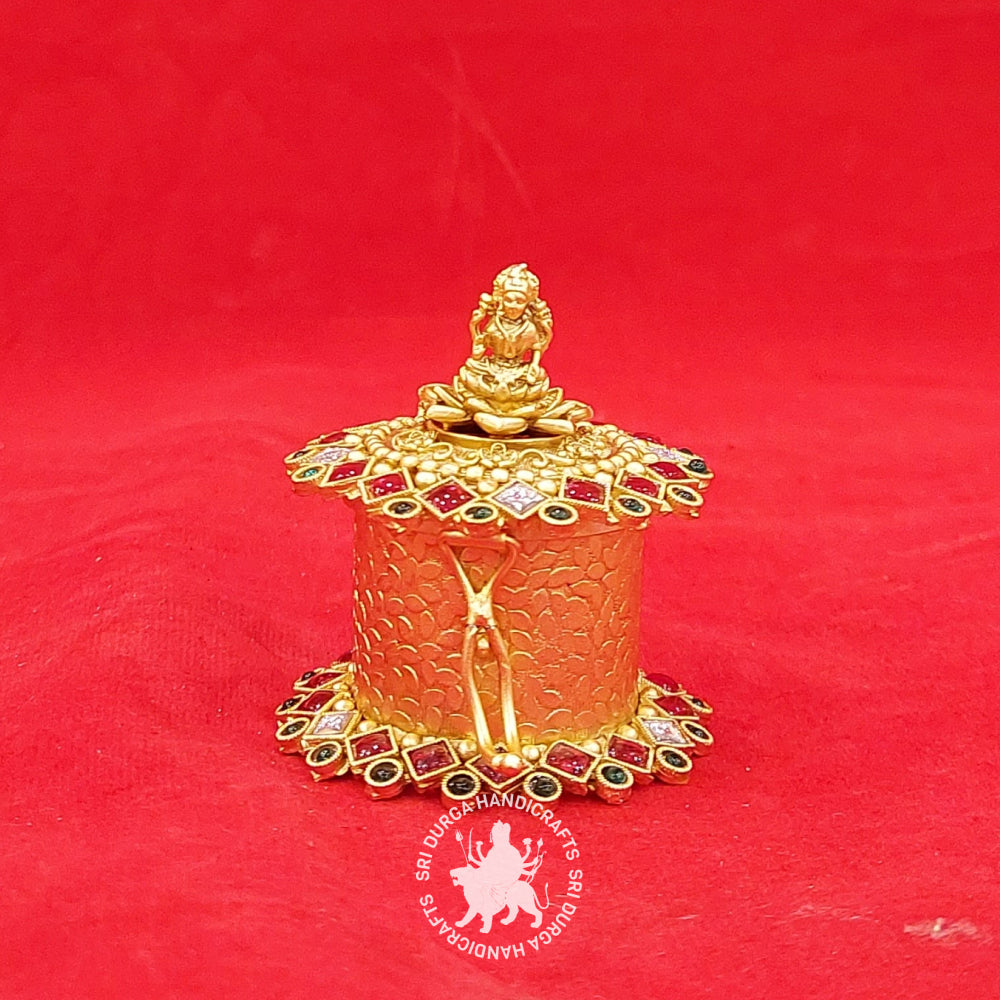 German Silver Hex Lakshmi Kumkum Box