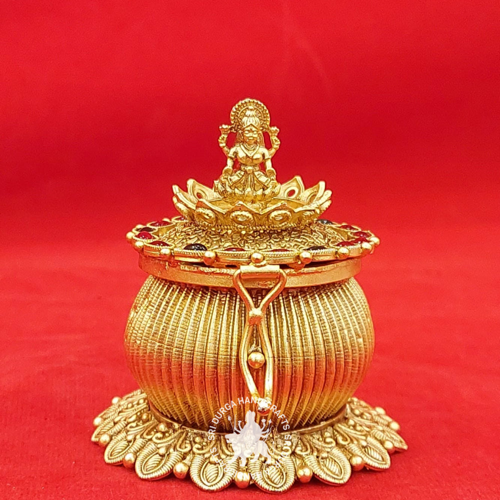 German Silver Stone Lakshmi Kumkum Box