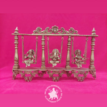 12 inch Brass Lakshmi Ganesh Saraswathi Oonjal Idol