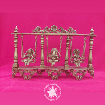 12 inch Brass Lakshmi Ganesh Saraswathi Oonjal Idol