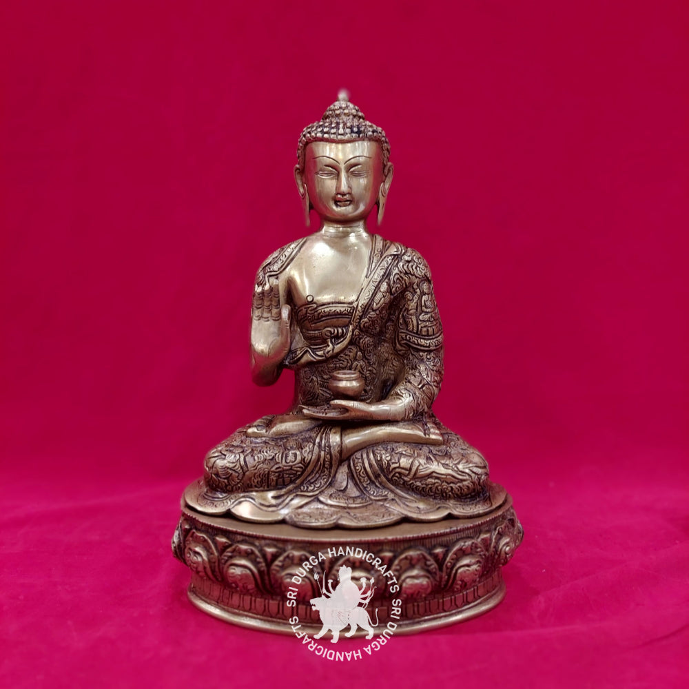 14" inch Brass Buddha Sitting Idol