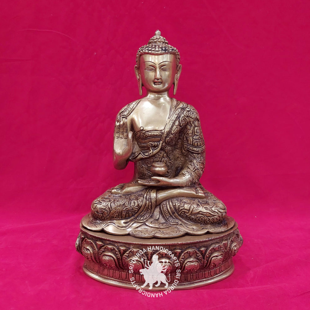14" inch Brass Buddha Sitting Idol