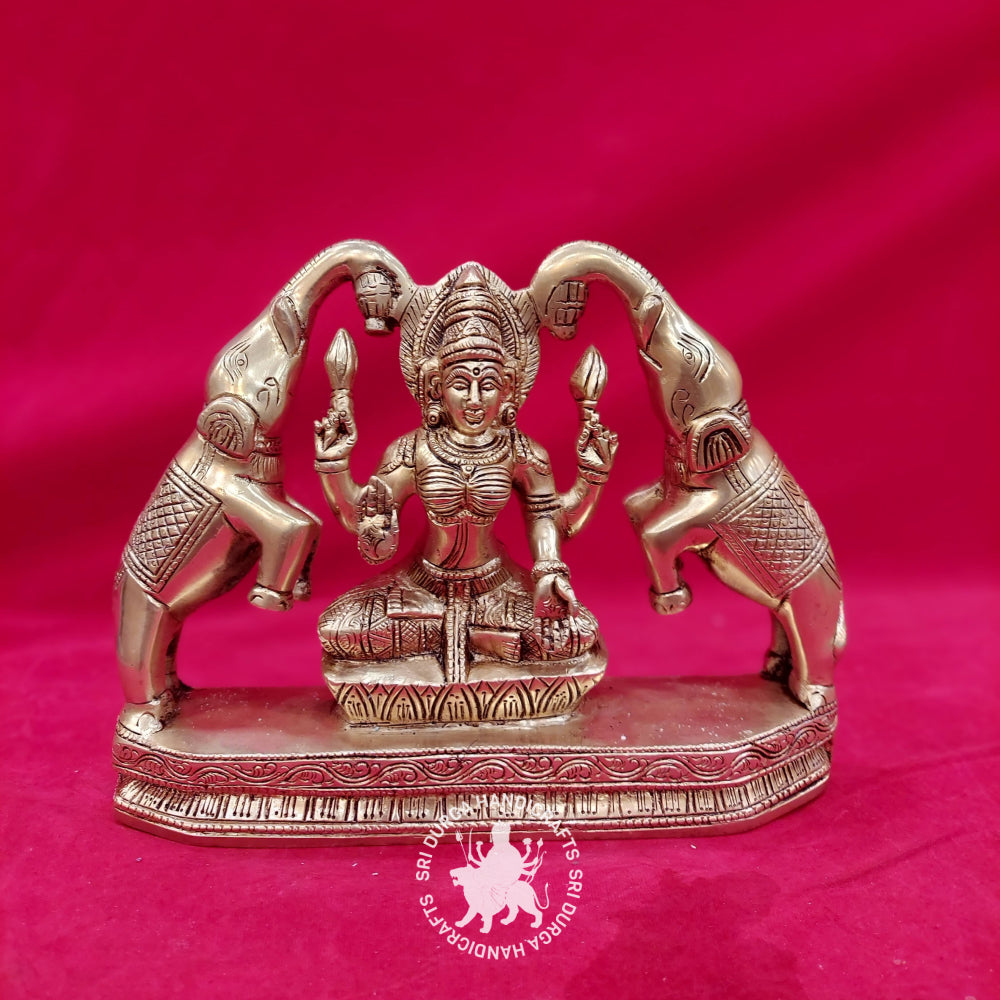 7" inch Brass Gajalakshmi Idol