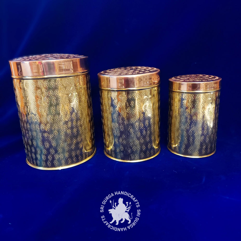 8+7+6 inch Brass Hammered Storage Box Set (2613ABC) Gift Item