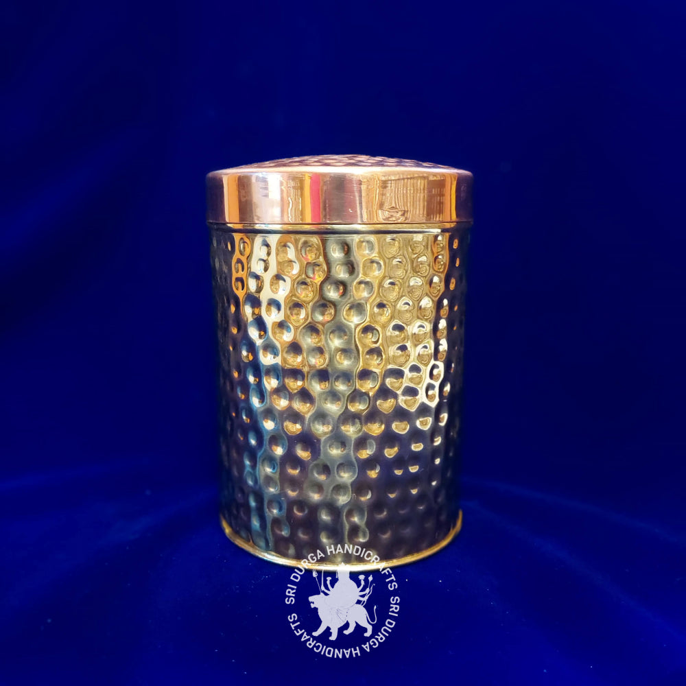 7" inch Brass Round Hammered Box (2610B) Gift Item