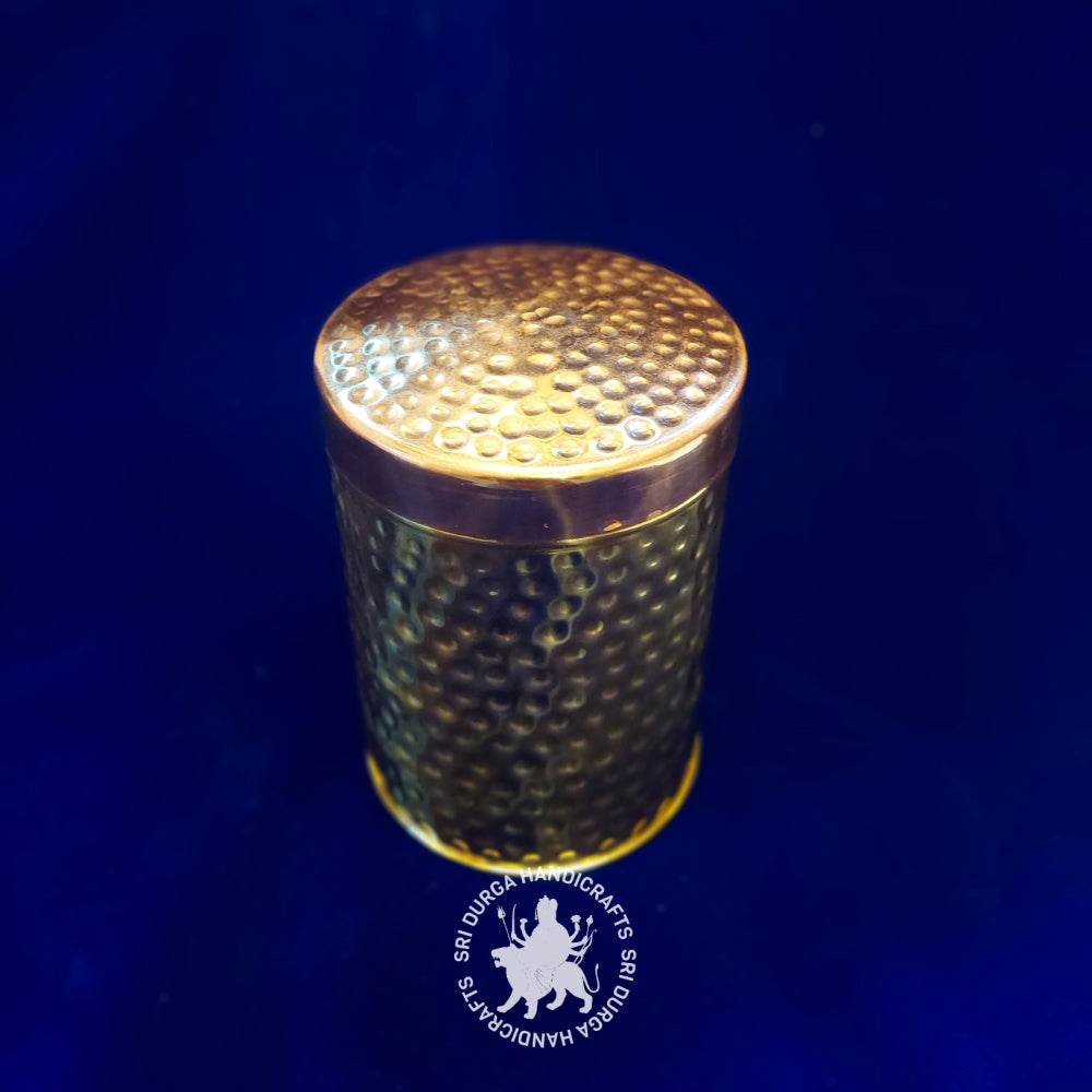 7" inch Brass Round Hammered Box (2610B) Gift Item