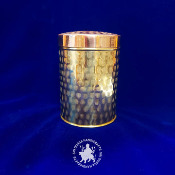 7 inch Brass Round Hammered Box (2611B) Gift Item